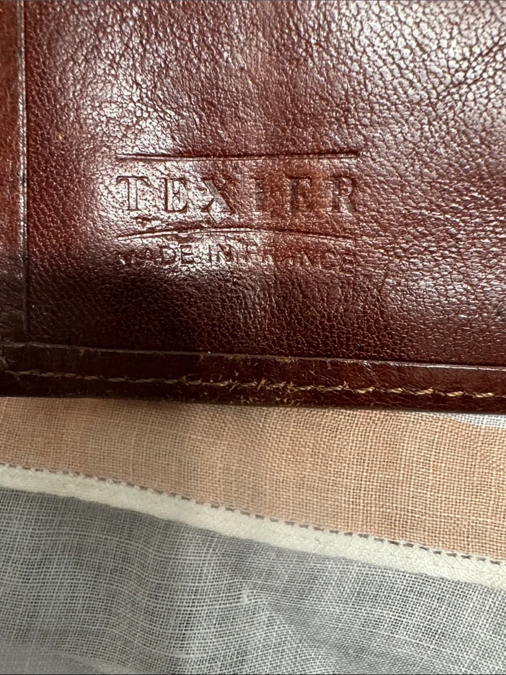 Vintage Texier Brown Leather Bifold Wallet Embossed Logo TEXIER / Made In France